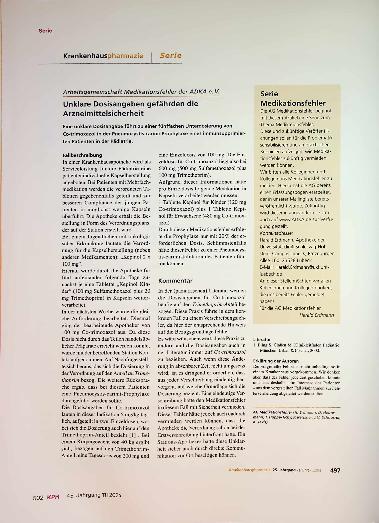 Vorschauseite 2: Noch immer gefährden unklare Dosisangaben die Arzneimitteltherapiesicherheit - früher wie heute: auch 20 Jahre später noch ein Problem.