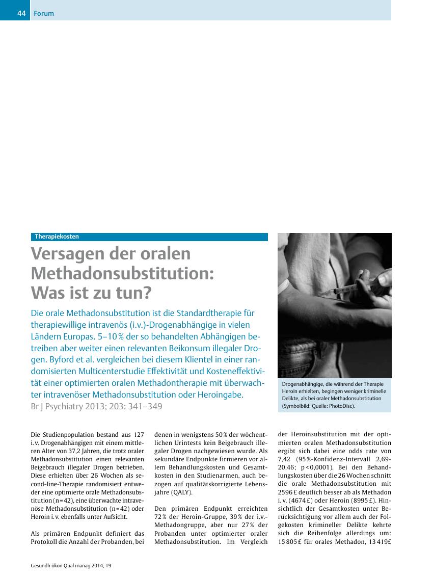 Vorschauseite 1: Therapiekosten ? Versagen der oralen Methadonsubstitution: Was ist zu tun?