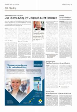 Vorschauseite 1: Das Thema Krieg im Gespräch nicht forcieren.