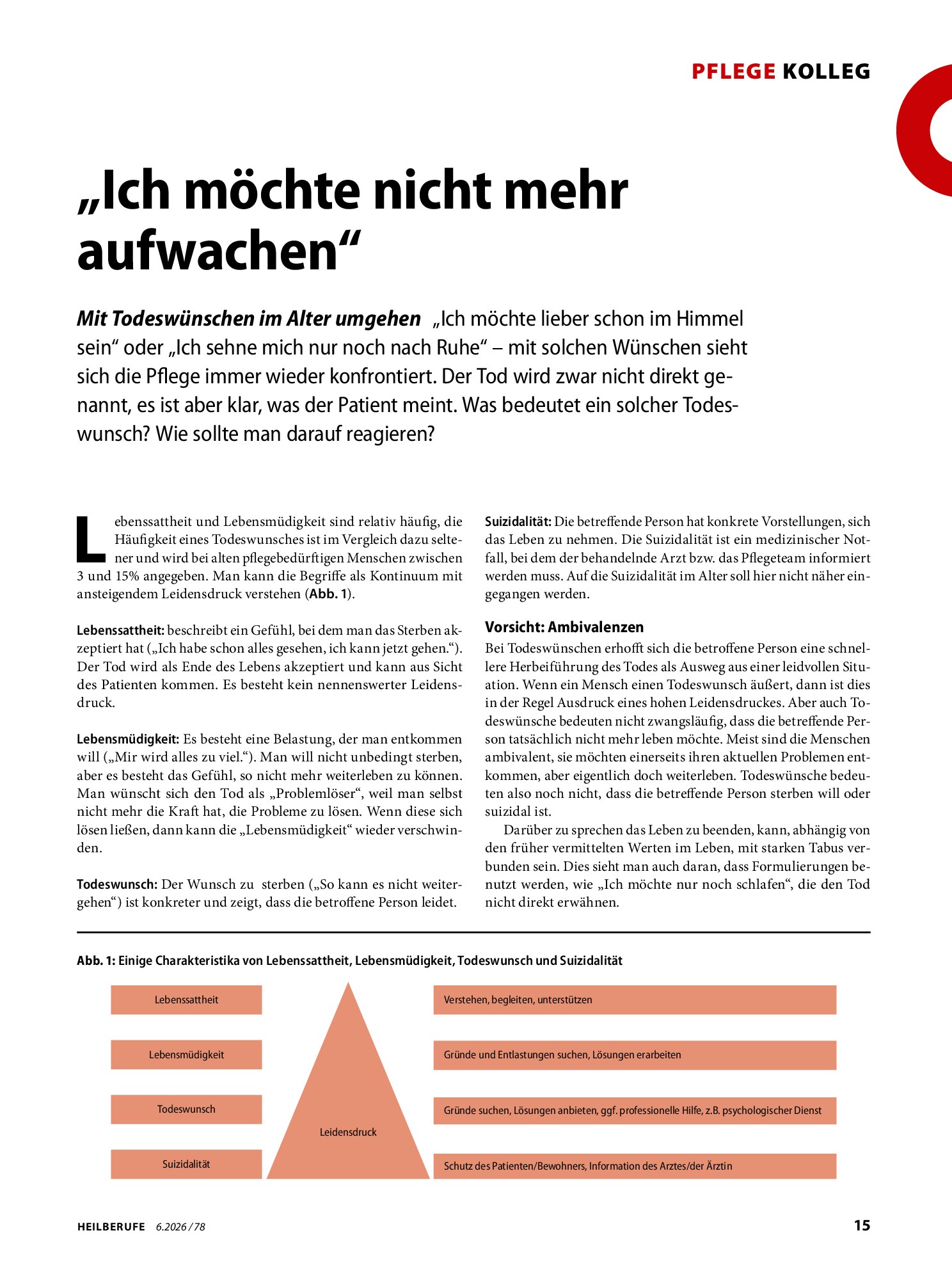Vorschauseite 1: „Ich möchte nicht mehr aufwachen“: Mit Todeswünschen im Alter umgehen
