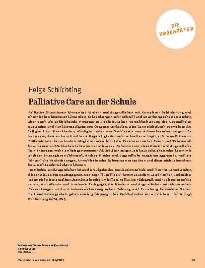 Vorschauseite 1: Palliative Care an der Schule