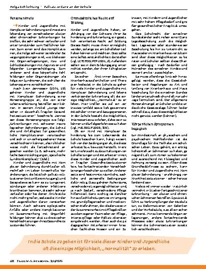 Vorschauseite 2: Palliative Care an der Schule