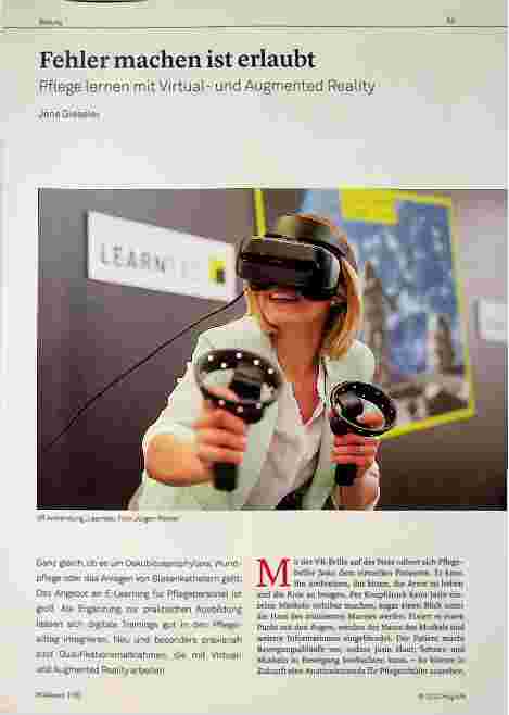 Vorschauseite 1: Fehler machen ist erlaubt. Pflege lernen mit Virtualund Augmented Reality.