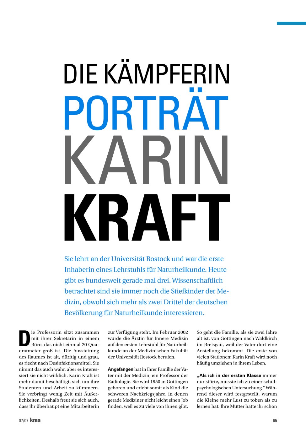 Vorschauseite 1: Porträt Karin Kraft