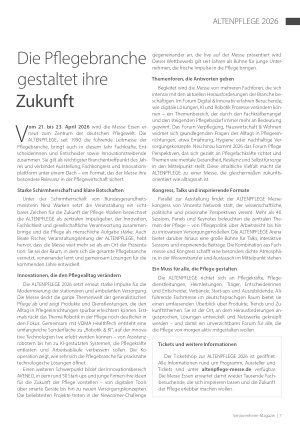 Vorschauseite 1: Die Pflegebranche gestaltet ihre Zukunft