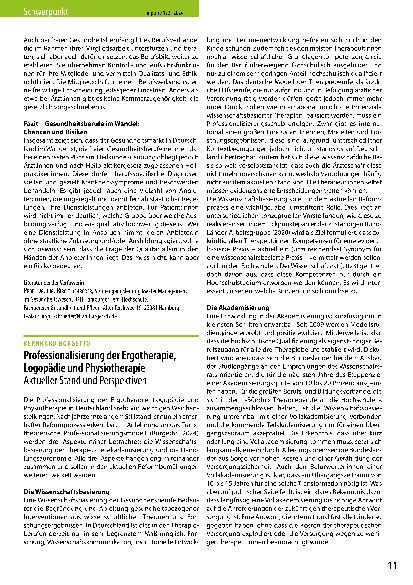 Vorschauseite 1: Professionalisierung der Ergotherapie, Logopädie und Physiotherapie: Aktueller Stand und Perspektiven