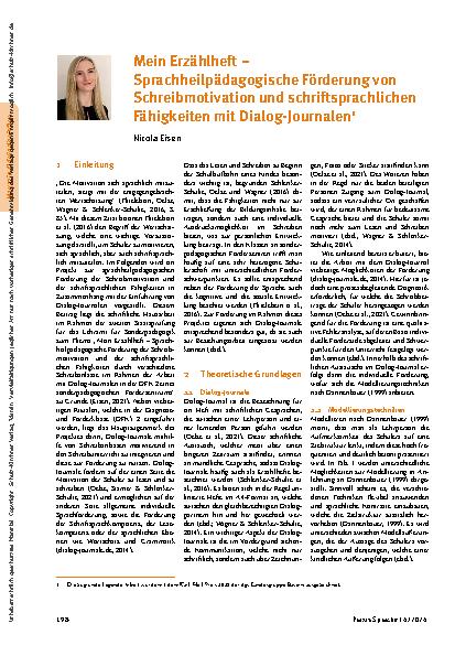 Vorschauseite 1: Mein Erzählheft – Sprachheilpädagogische Förderung von Schreibmotivation und schriftsprachlichen Fähigkeiten mit Dialog-Journalen