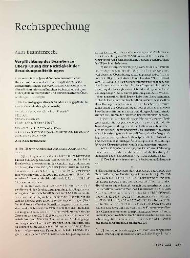 Vorschauseite 1: Zum Beamtenrecht Verpflichtung des Beamten zur Überprüfung der Richtigkeit der Besoldungsmitteilungen