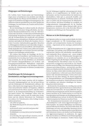 Vorschauseite 2: Neue Leitlinie für Deeskalation und Aggressionsmanagement Qualitätsstandards für Schulungen im Gesundheitswesen