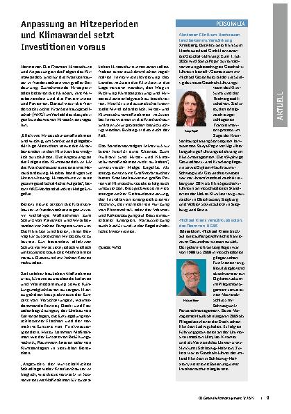 Vorschauseite 1: Anpassung an Hitzeperioden und Klimawandel setzt Investitionen voraus
