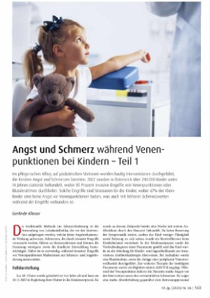 Vorschauseite 1: Angst und Schmerz während Venen punktionen bei Kindern - Teil 1
