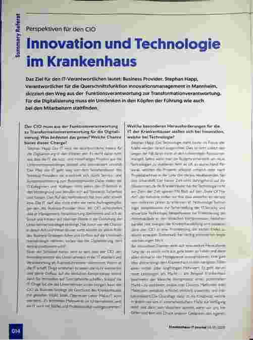 Vorschauseite 1: Innovation und Technologie im Krankenhaus