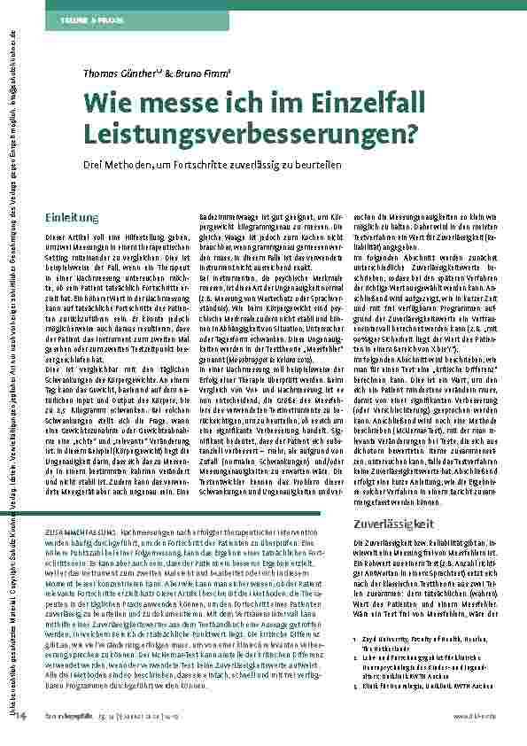 Vorschauseite 1: Wie messe ich im Einzelfall Leistungsverbesserungen? Drei Methoden, um Fortschritte zuverlässig zu beurteilen.