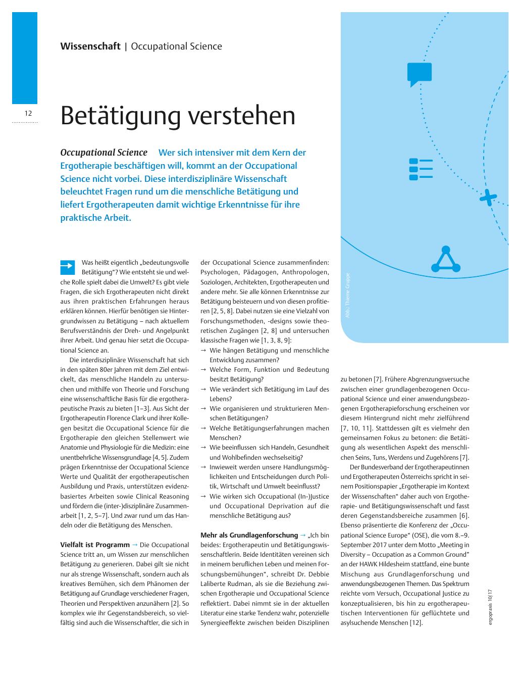 Vorschauseite 1: Occupational Science ? Betätigung verstehen