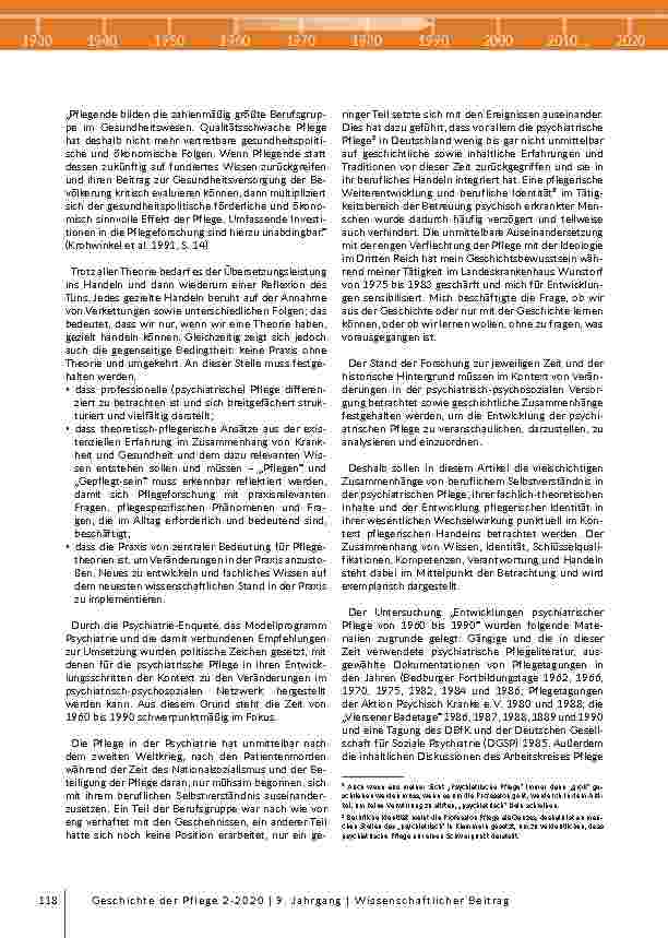 Vorschauseite 2: Identität und Inhalte psychiatrischer Pflege in der Bundesrepublik Deutschland von 1960 bis 1990