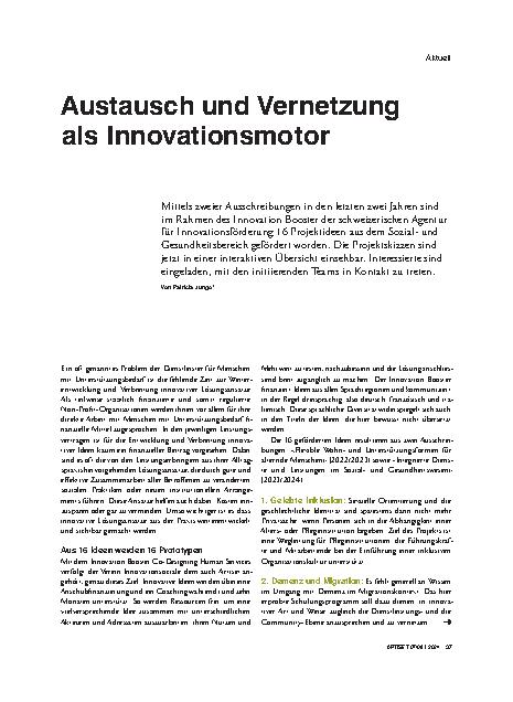 Vorschauseite 1: Austausch und Vernetzung als Innovationsmotor