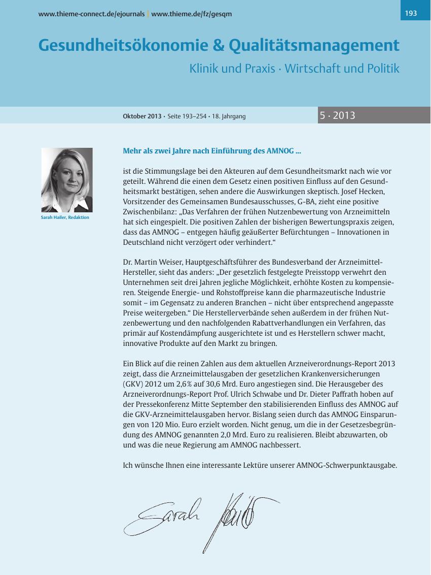 Vorschauseite 1: Mehr als zwei Jahre nach Einführung des AMNOG. ..