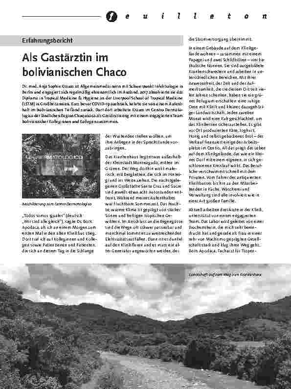 Vorschauseite 1: Als Gastärztin im bolivianischen Chaco.