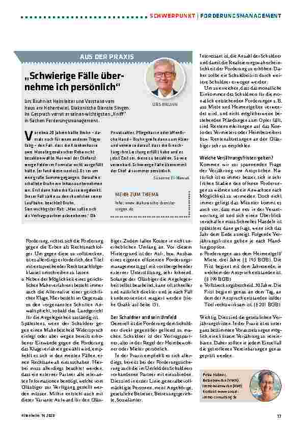 Vorschauseite 1: "Schwierige Fälle übernehme ich persönlich."