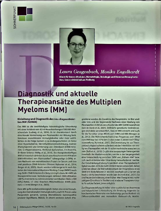 Vorschauseite 1: Diagnostik und aktuelle Therapieansätze des Multiplen Myeloms (MM)