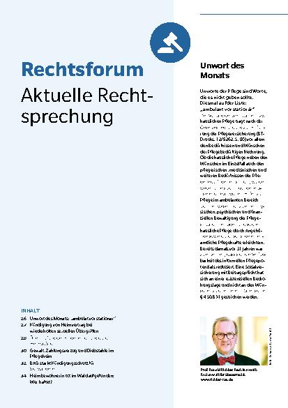 Vorschauseite 1: Urteile und Beschlüsse Kündigung von Heimvertrag bei wiederholten sexuellen Übergriffen