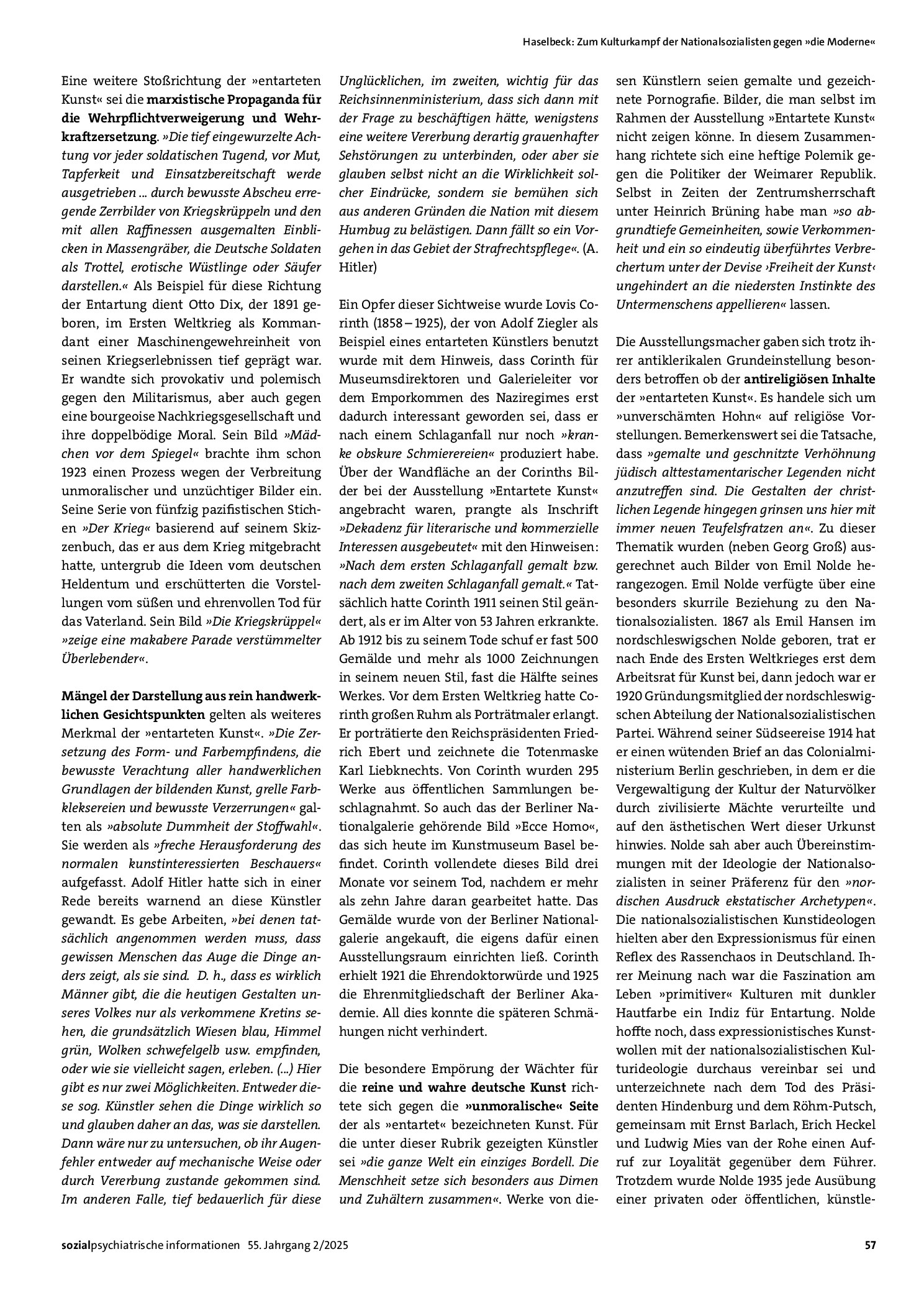 Vorschauseite 3: Zum Kulturkampf der Nationalsozialisten gegen »die Moderne« »Entartete Kunst – Entartete Menschen«