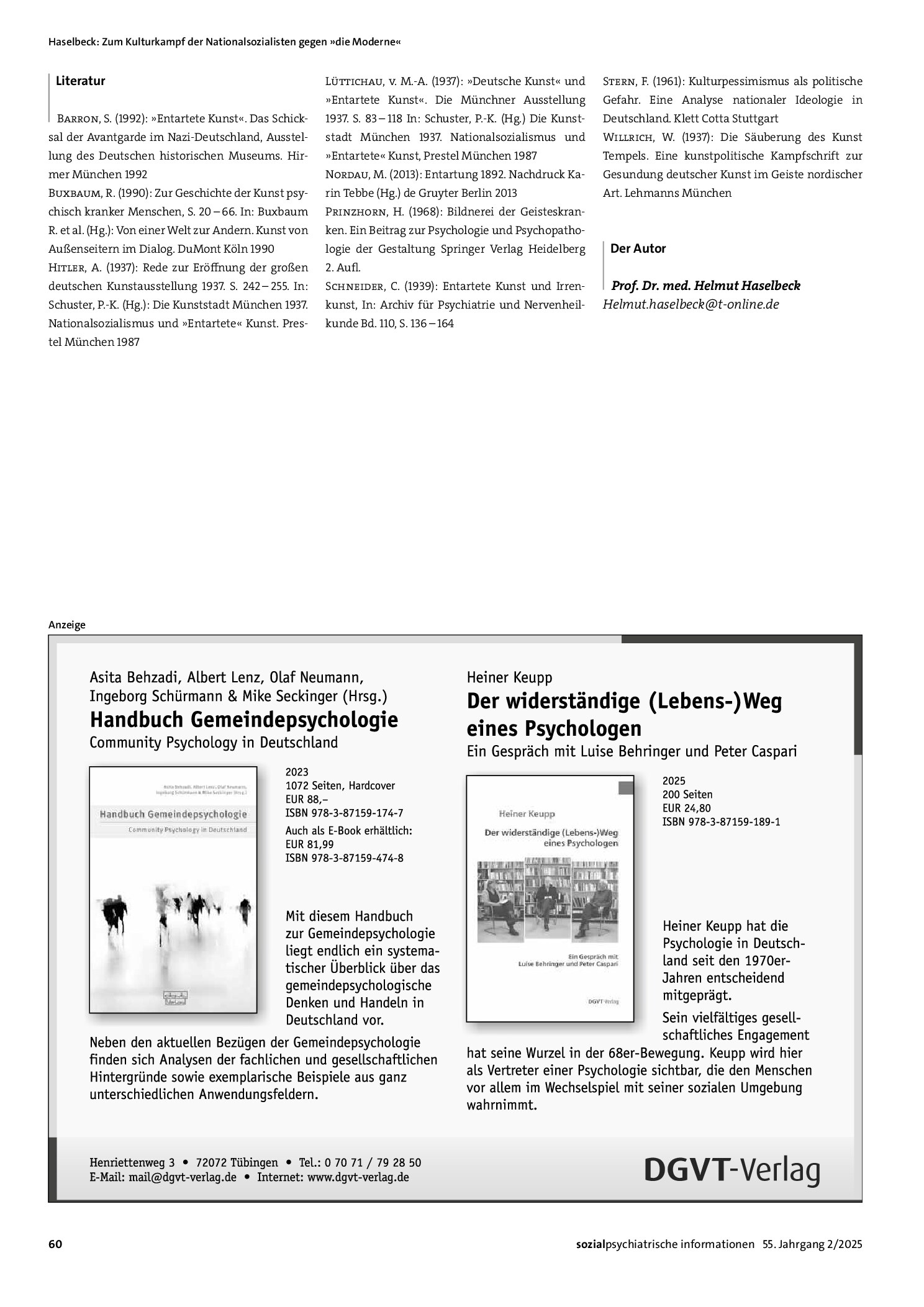 Vorschauseite 6: Zum Kulturkampf der Nationalsozialisten gegen »die Moderne« »Entartete Kunst – Entartete Menschen«