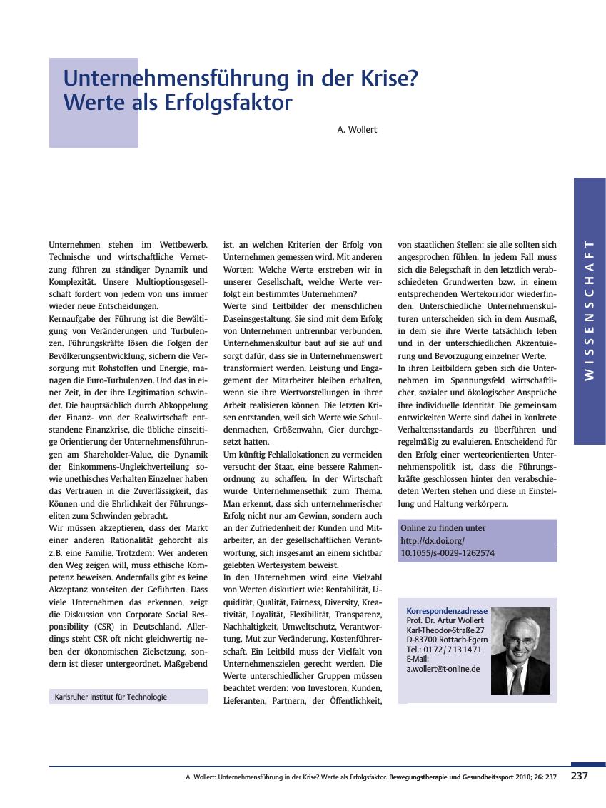 Vorschauseite 1: Unternehmensführung in der Krise? Werte als Erfolgsfaktor