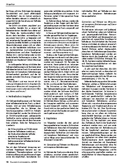 Vorschauseite 3: Gelingensbedingungen und Barrieren teilhabeorientierter Praxis für erwachsene Menschen mit komplexen Behinderungen