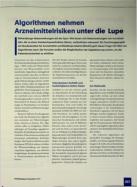 Vorschauseite 1: Algorithmen nehmen Arzneimittelrisiken unter die Lupe.