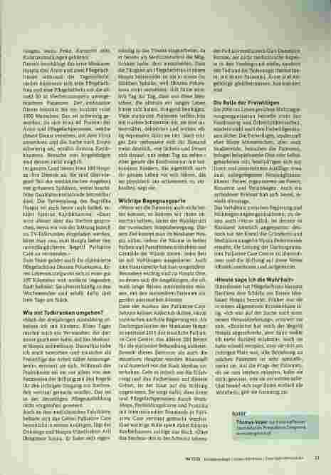 Vorschauseite 2: Über das Lebensende im Hospiz wird freimütiger gesprochen.