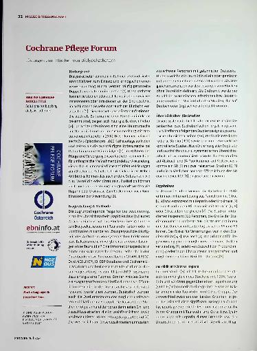 Vorschauseite 1: Cochrane Pflege Forum Lösungen zum Blockieren von Dialysekathetern