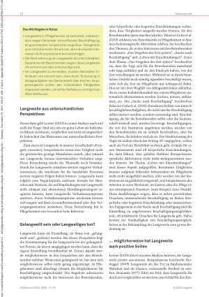 Vorschauseite 2: Langeweile – ein alltägliches Phänomen in der Langzeitpflege?