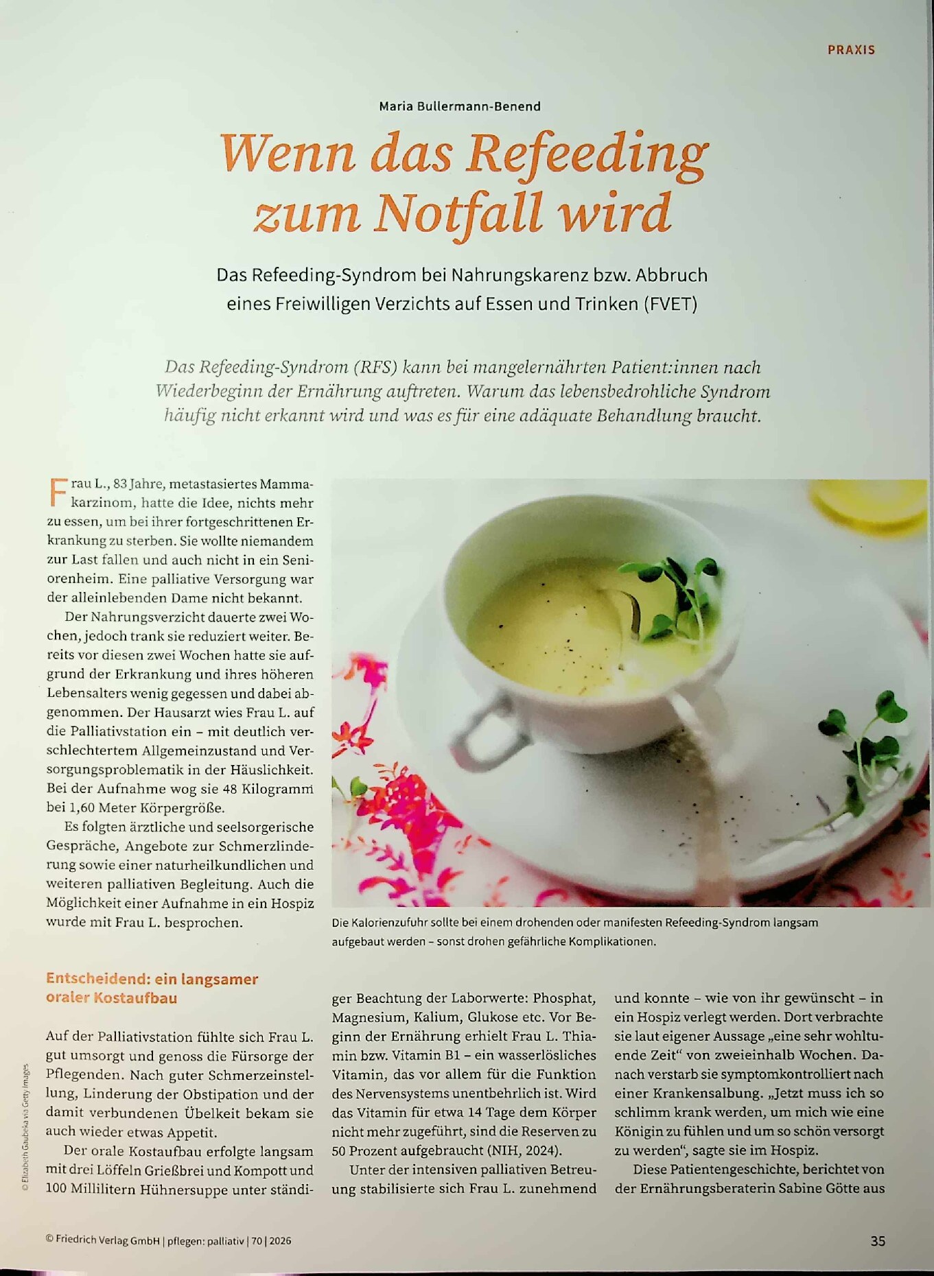 Vorschauseite 1: Wenn das Refeeding zum Notfall wird. Das Refeeding-Syndrom bei Nahrungskarenz bzw. Abbruch eines Freiwilligen Verzichts auf Essen und Trinken (FVET)