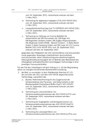 Vorschauseite 6: I. Tarifrecht. Verdrängung von Tarifverträgen nach § 4a Abs. 2 Satz 2 TVG – Unterlassungsanspruch der Gewerkschaft – Bestimmtheit von Unterlassungsanträgen