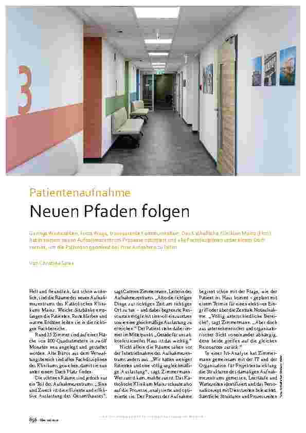 Vorschauseite 1: Patientenaufnahme: Neuen Pfaden folgen