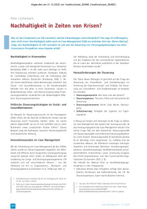 Vorschauseite 1: Nachhaltigkeit in Zeiten von Krisen?