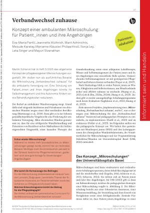 Vorschauseite 1: Verbandwechsel zuhause Konzept einer ambulanten Mikroschulung für Patient_innen und ihre Angehörigen