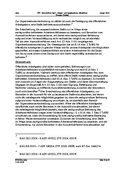 Vorschauseite 4: Bewerbungsverfahrensanspruch und sachgrundlose Befristung – Auswahlermessen des Arbeitgebers –