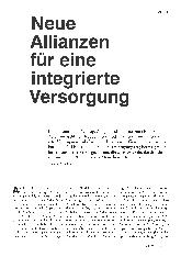 Vorschauseite 1: Neue Allianzen für eine integrierte Versorgung