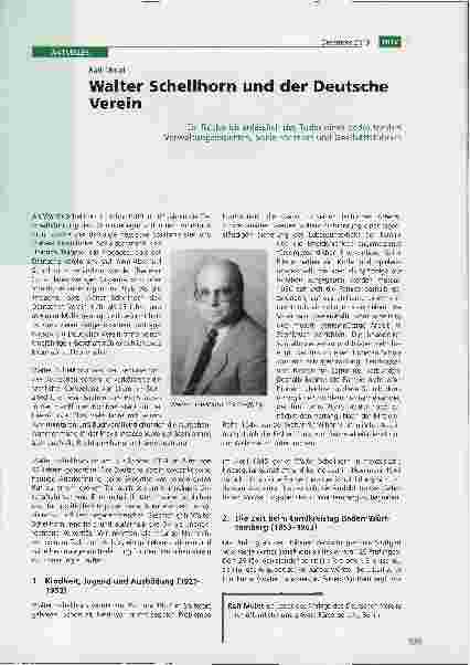 Vorschauseite 1: Walter Schellhorn und der Deutsche Verein