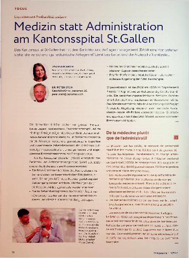 Vorschauseite 1: Medizin statt Administration am Kantonsspital St. Gallen