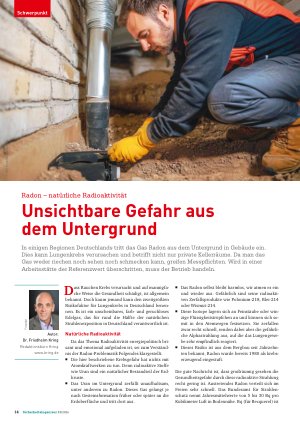 Vorschauseite 1: Radon – natürliche Radioaktivität Unsichtbare Gefahr aus dem Untergrund