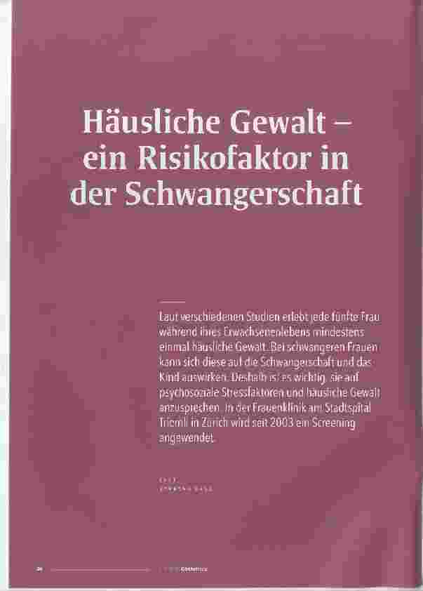 Vorschauseite 1: Häusliche Gewalt - ein Risikofaktor in der Schwangerschaft