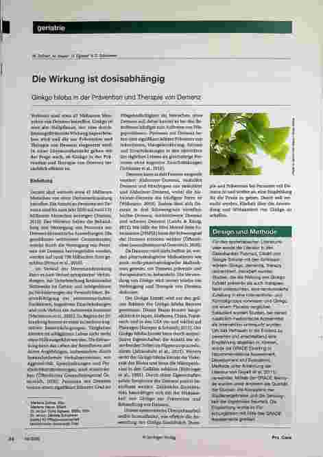 Vorschauseite 1: Die Wirkung ist dosisabhängig: Ginkgo biloba in der Prävention und Therapie von Demenz.