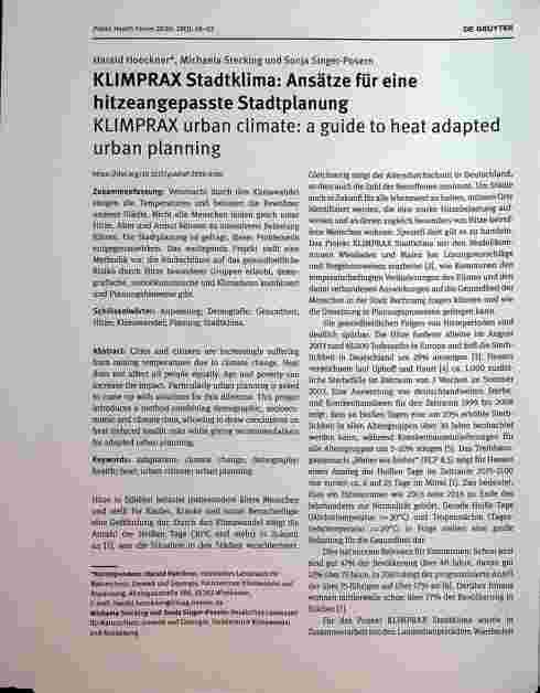 Vorschauseite 1: KLIMPRAX Stadtklima: Ansätze für eine hitzeangepasste Stadtplanung