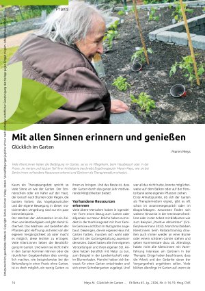 Vorschauseite 1: Mit allen Sinnen erinnern und genießen Glücklich im Garten