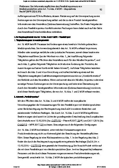 Vorschauseite 5: Die Informationspflichten des Parallelimporteurs von Medizinprodukten unter Art. 16 Abs. 4 MDR – dispositives Recht?