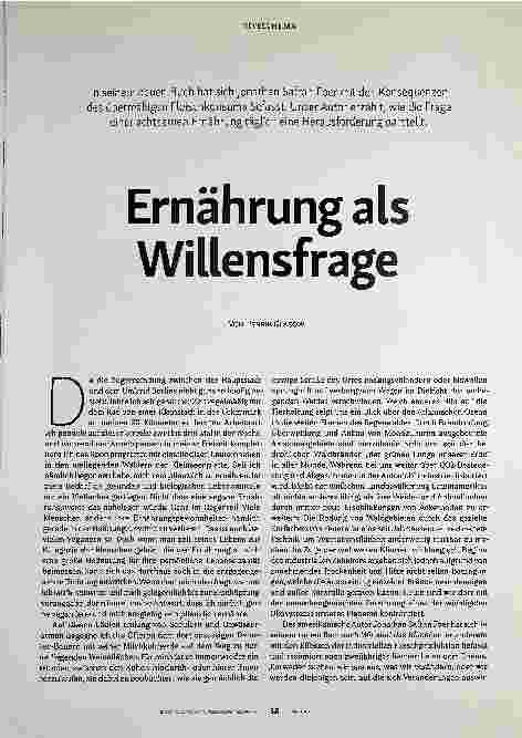 Vorschauseite 1: Ernährung als Willensfrage