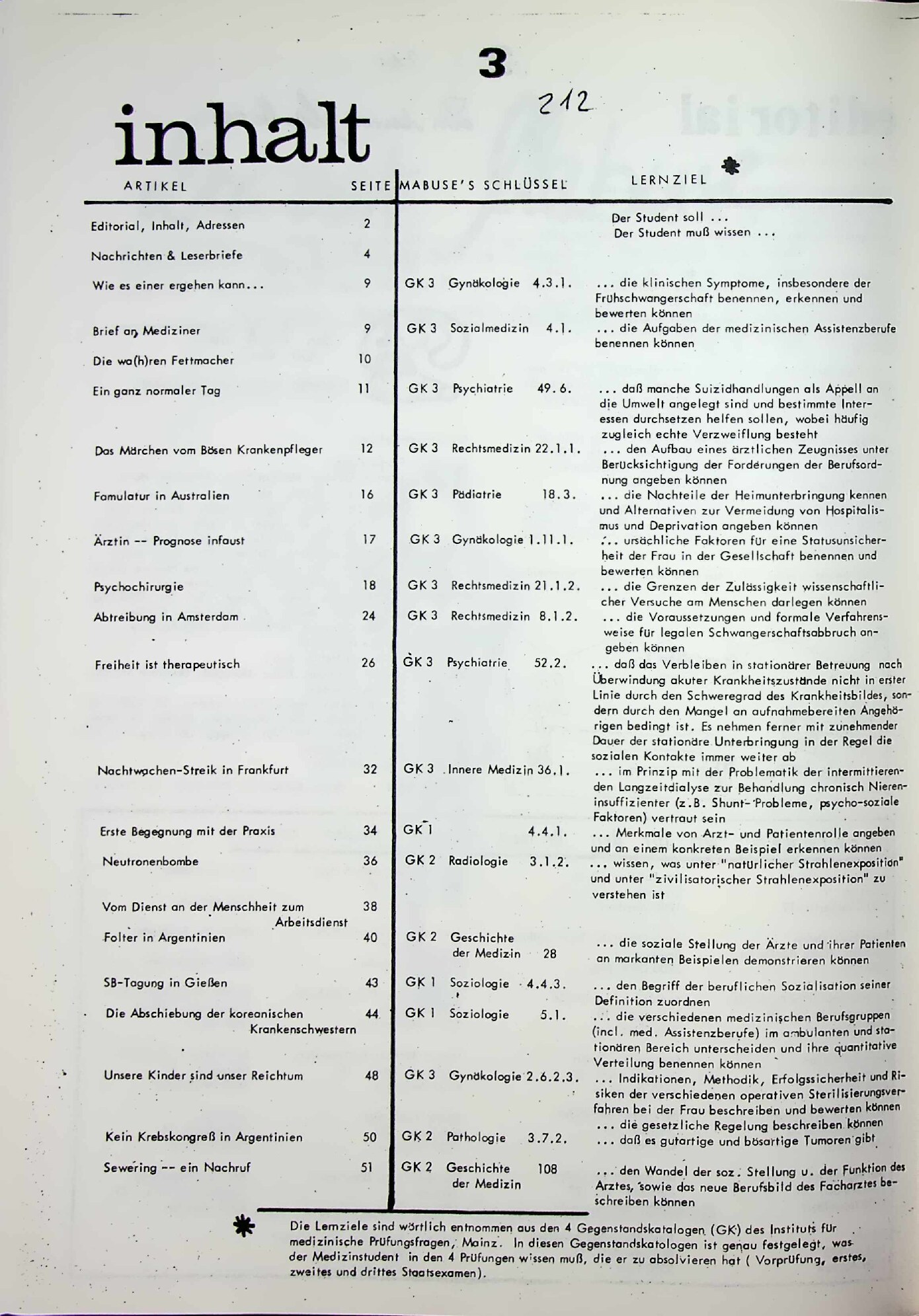 Vorschauseite 3: Dr. med. Mabuse Heft Nr. 9-1978